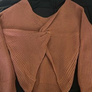 Off the shoulder open back sweater